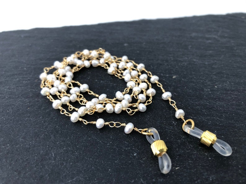 Freshwater Pearl Glasses Chain Gold Eyeglass Chain Sunglass Etsy