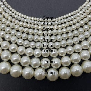 3 To 14mm Glass Pearl Faux Pearl Cream White Pearl Large Round Pearl Bridal Beads 3mm 4mm 5mm 6mm 7mm 8mm 10mm 12mm 14mm P014 BM1