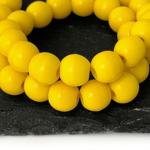 15 Large Hole Yellow Beads, 7mm Czech Glass Beads, Spacer Beads, Bohemian Beads, Druk Beads, Jewelry Making Beads, Craft Beads, 4057J CJ5-4