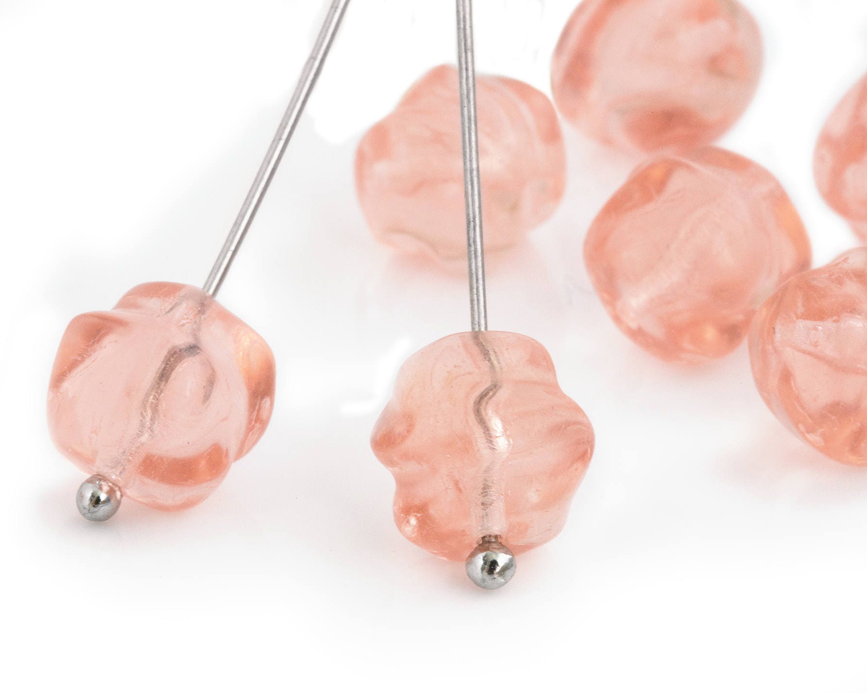 Craft Bead Spacer Bead 11mm 2237G Bohemian Bead DIY Bead Swirl Pink Glass Bead 20pc Wholesale Nugget Bead Czech Bead Pressed Bead