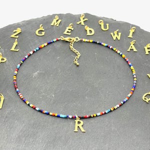 Personalized Initial Alphabet Necklace For Girls Kids Gold Colorful Name Charm Choker Jewelry Gift LC1-7