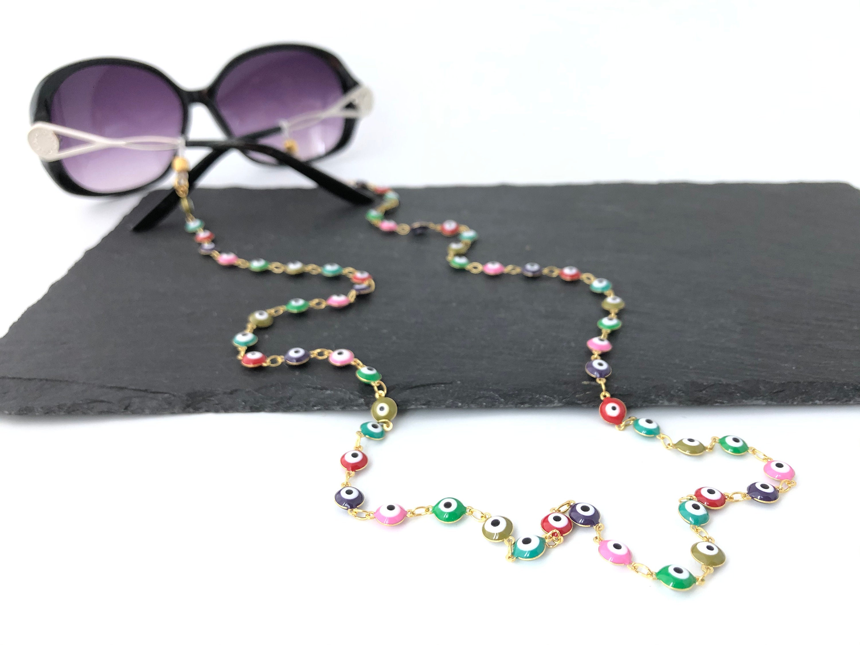 Glasses Chain Multicolor Evil Eye Eyeglass Chain Sunglass Etsy