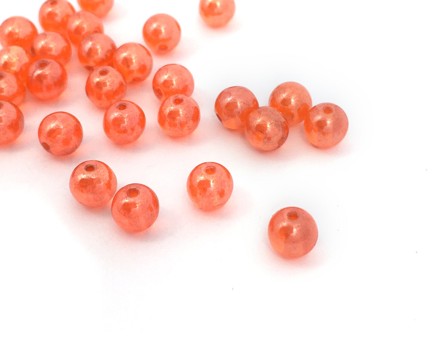 50 Orange Glass Beads 6mm Druk Beads Czech Glass Beads Etsy