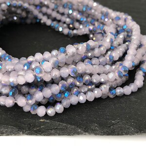 4mm Glass Rondelle Beads, Faceted Rondelle, Small Spacer Bead, Craft Beads, White Red Brown Black Green Gray Blue 21 Colors, 14" Inch, CH8-7 image 7