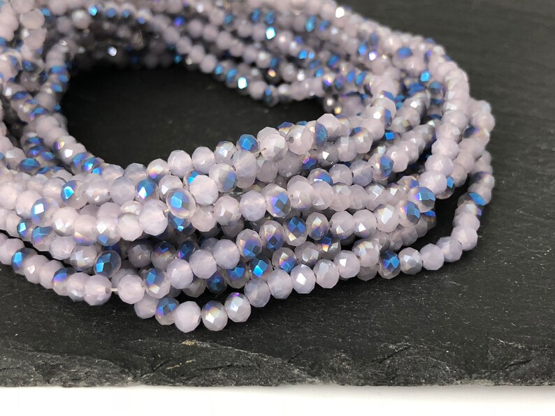 4mm Glass Rondelle Beads, Faceted Rondelle, Small Spacer Bead, Craft Beads, White Red Brown Black Green Gray Blue 21 Colors, 14" Inch, CH8-7 image 7