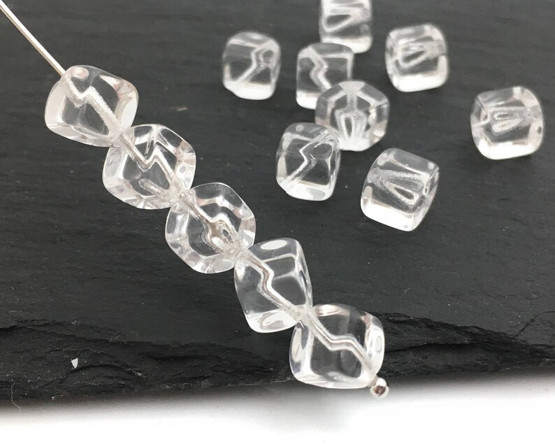 8mm Crystal Clear Cube Bead Transparent Pressed Square Bead Etsy
