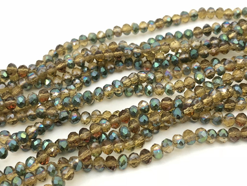 4mm Glass Rondelle Beads, Faceted Rondelle, Small Spacer Bead, Craft Beads, White Red Brown Black Green Gray Blue 21 Colors, 14" Inch, CH8-7 image 9