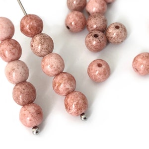 30 Picasso Pink Beads 6mm Round Spacer Beads Vintage Czech Glass Beads Bohemian Beads Jewelry Making Beads 4192G CG3-7