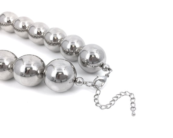 Chunky Silver Ball Necklace, Big Bead Necklace, Large Bead Chunky Silver Ball Necklace, Big Bead Necklace, Large Bead