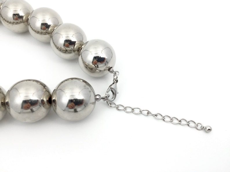 Chunky Silver Ball Necklace Big Bold Necklace Statement Etsy