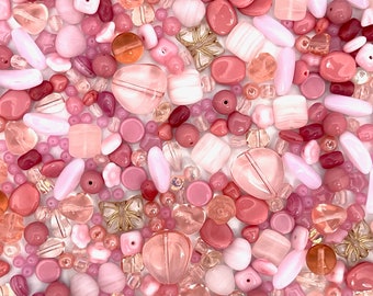 36 Petite Vintage Glass Beads Strawberry Red Czech Lentils