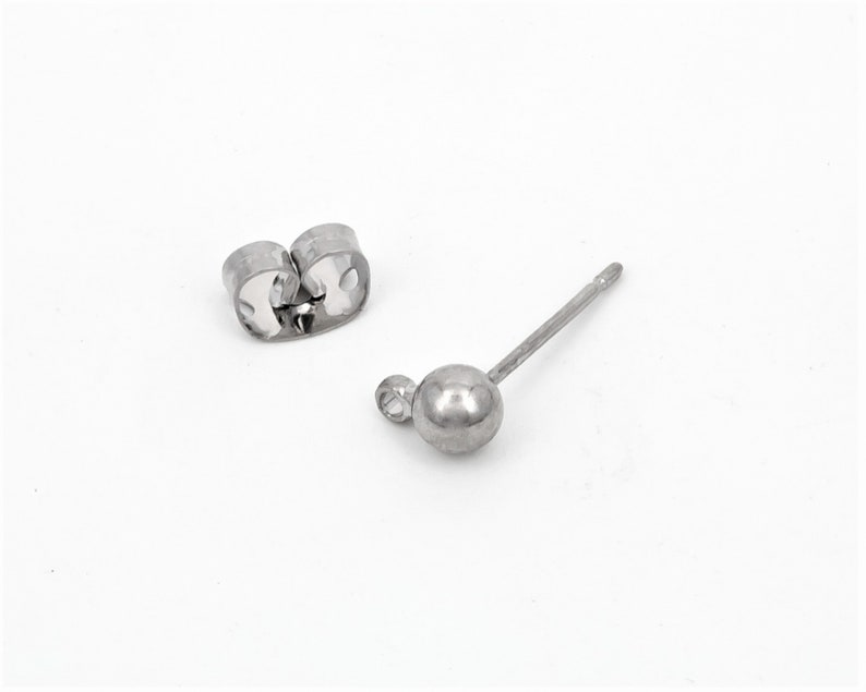 Ball Post Earring With Backs Ball Stud Earring With Loop Etsy