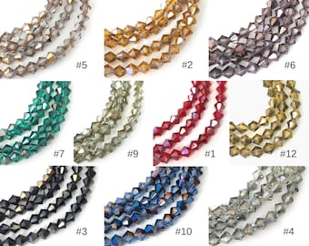 4mm Bicone Beads, Preciosa Czech Crystal, Czech Glass Bead, Spacer Bead, Jewelry Making Bead, 48/96/144pcs, 10 Colors