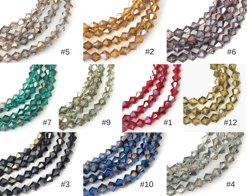 Magdalena - 4mm Bicone Bead Wrap Bright Gold Dark Metallic Sky Clear