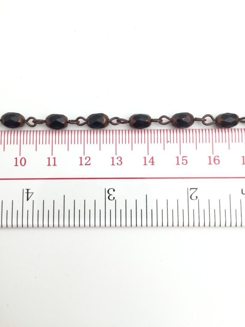 Rosary Bead Chain Black Copper Lanyard Chain Czech Bead Etsy