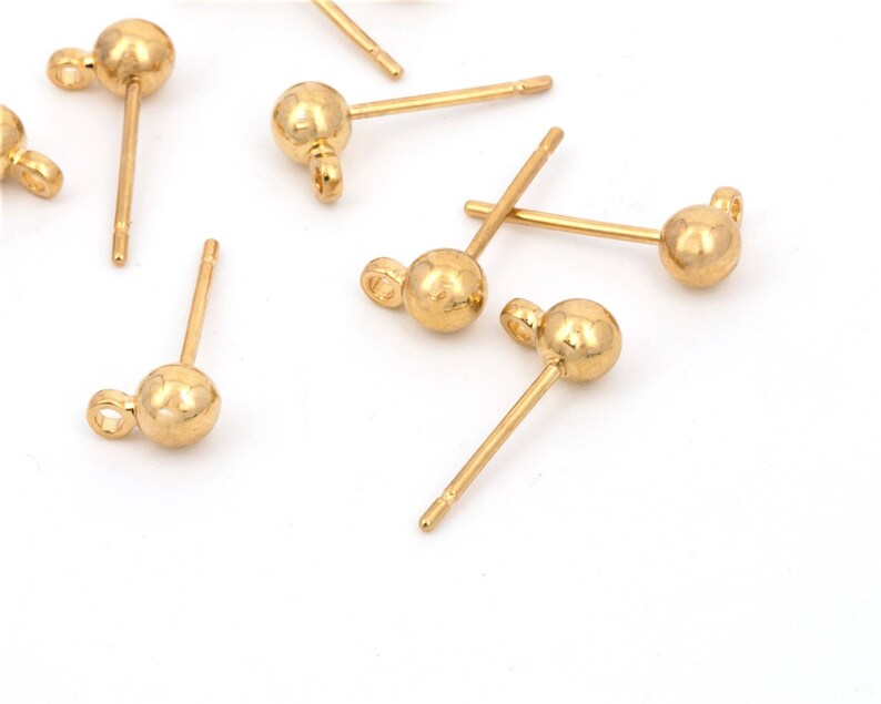 Ball Post Earring With Backs Ball Stud Earring With Loop Etsy