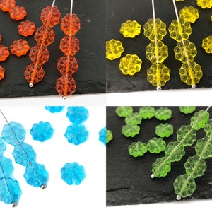 30 Glass Flower Beads, 8mm Czech Glass Beads, Flower Spacer Beads, Bohemian Beads, Orange, Yellow, Blue, Green, Wholesale, 1674J