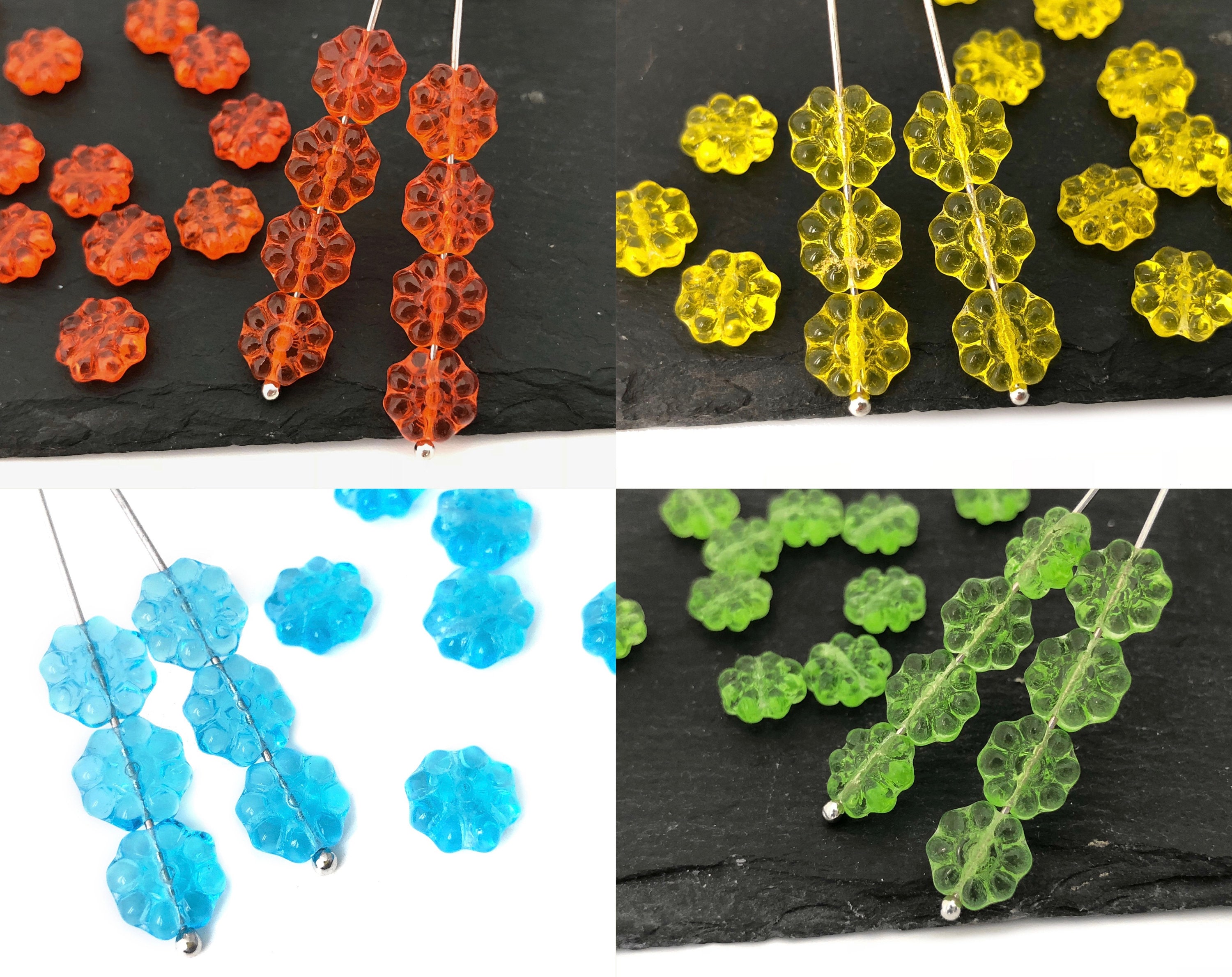 Bulk 50 Glass Flower Beads 8mm Czech Glass Beads Flower Etsy