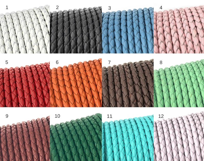 Puede incluir: Doce carretes de cord&oacute;n de cuero trenzado en varios colores, incluyendo blanco, negro, azul, rosa, rojo, naranja, marr&oacute;n, verde, turquesa y rosa claro.