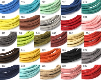 2yard 3mm Round Suede Cord, Faux Suede Cord, Necklace Cord, Bracelet Cord Suede String Beading Cord Jewelry Making Cord 26 Color, LC1-1, 1-2
