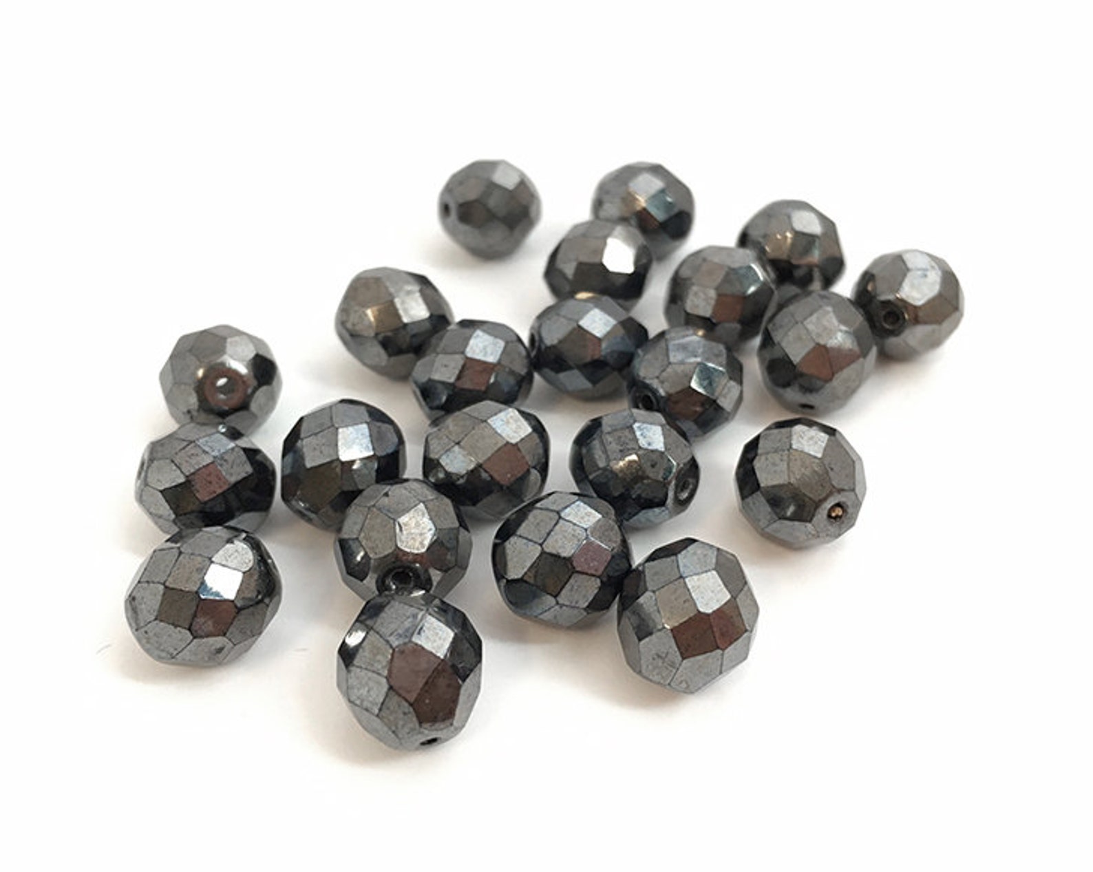 15 Gunmetal Beads 10mm Czech Fire Polished Beads Round - Etsy UK