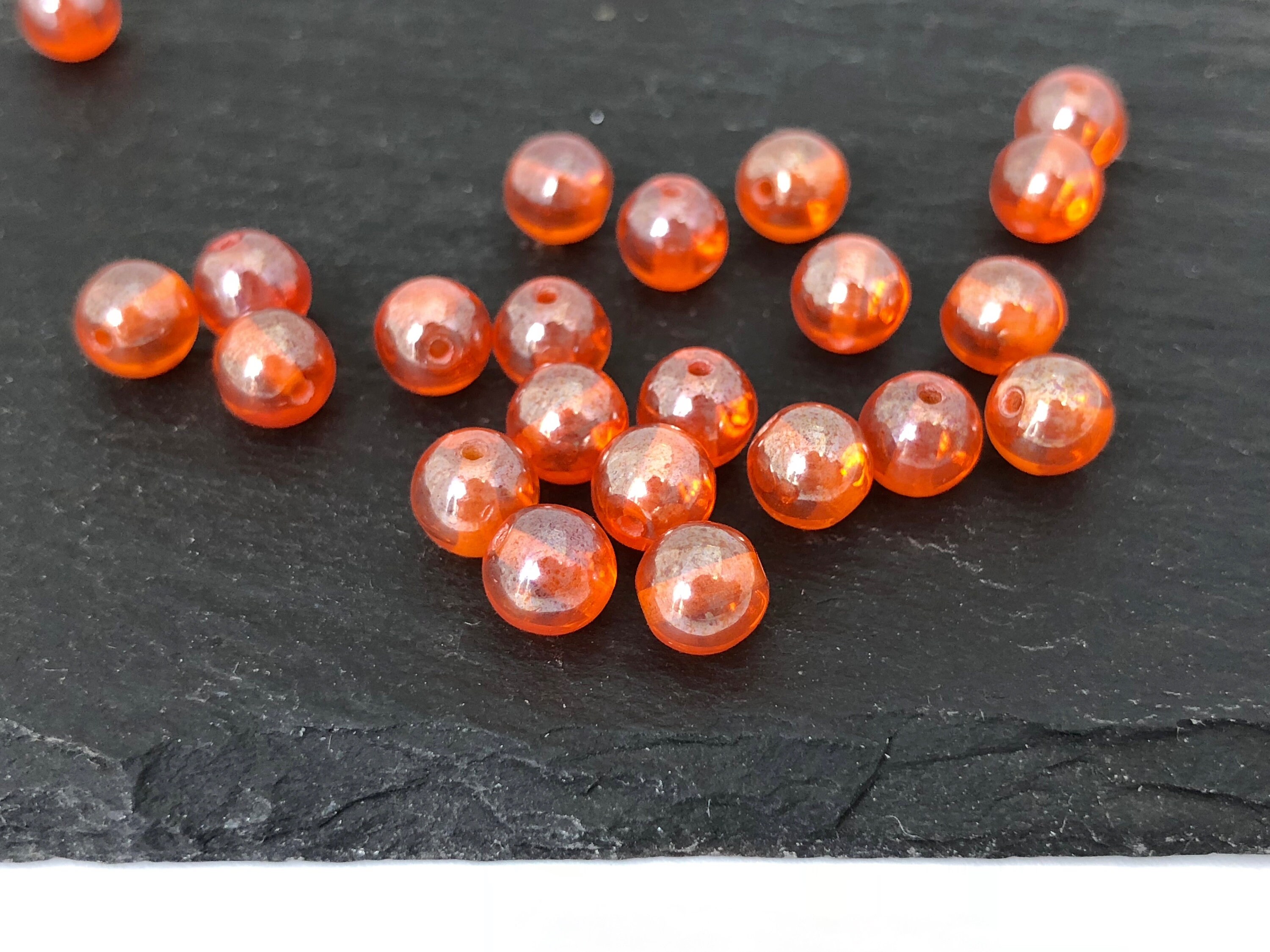 50 Orange Glass Beads 6mm Druk Beads Czech Glass Beads Etsy