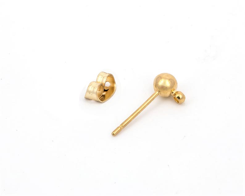 Ball Post Earring With Backs Ball Stud Earring With Loop Etsy