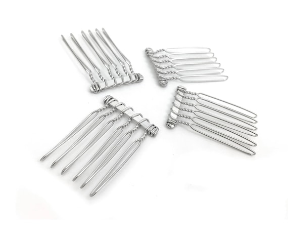 10 Small Hair Comb Blank, Bridal Hair Comb, Wedding Hair Comb, Rhodium Plated, 6 Teeth, DIY Hair Accessory, Findings, Wholesale, 1-2/6