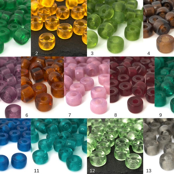 20 perles de grand trou, perles de poney de 9 mm, perle de macramé, perle de corbeau de grand trou, perle de verre tchèque, perle de bricolage, 6 x 9, 13 couleurs, CH8-6