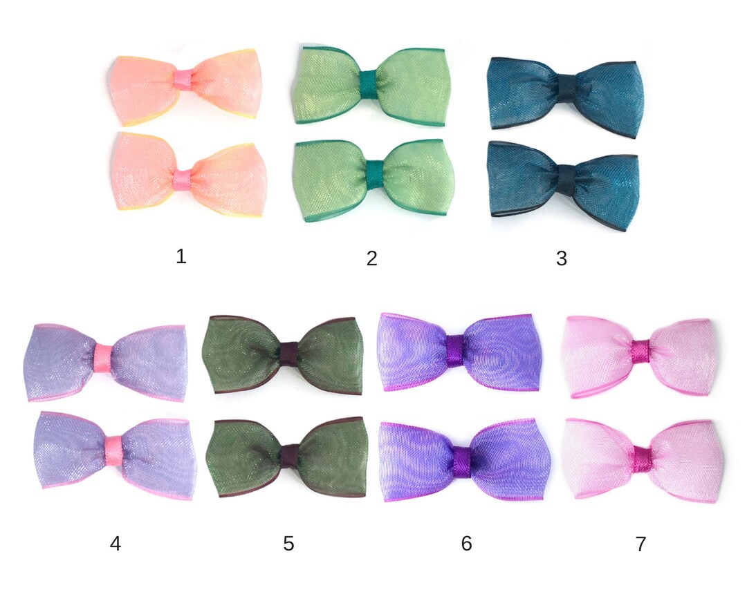 Mini Bow, Organza Ribbon Bow, Tiny Hair Bow, Bow Embellishment, Doll