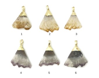 Gemstone Pendant, Quartz Pendant, Citrine, Amethyst, Crystal, Birthstone Pendant, Natural Healing Stone, PN02, CB1-9