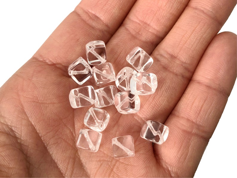 8mm Crystal Clear Cube Bead Transparent Pressed Square Bead Etsy