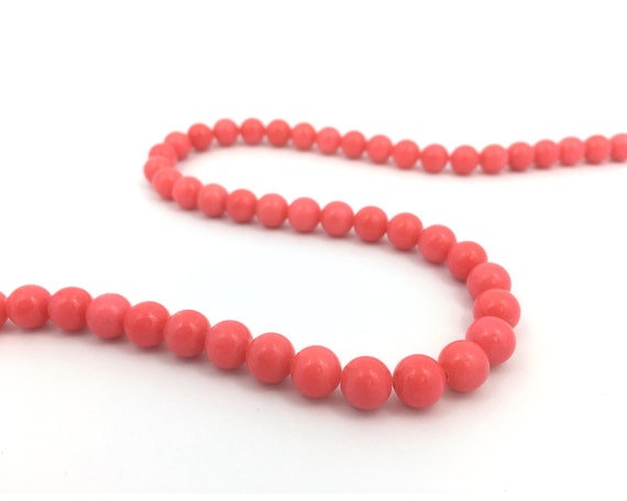 8mm Coral Red Stone Bead, Round Jade Bead, Gemstone Bead, Dyed Jade Bead, Semiprecious Stone, DIY Jewelry, Jewelry Making Bead, 20pcs