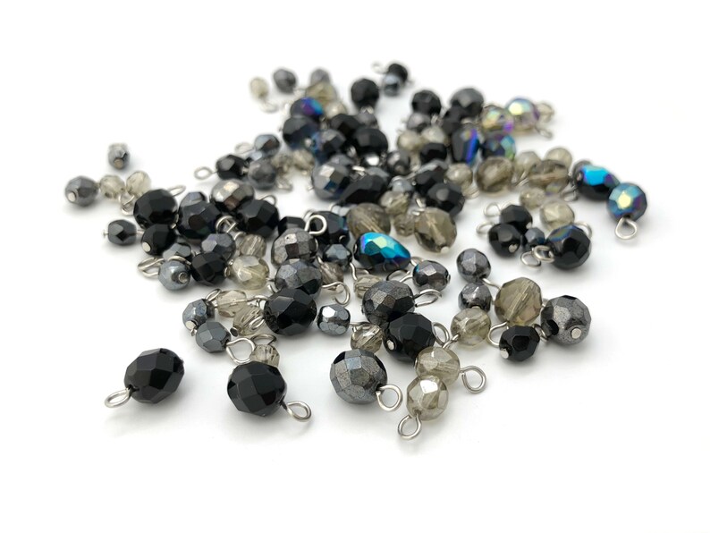 Bulk Lot 100 Dangle Bead Charm Mix Gray Black Bead Mix Etsy