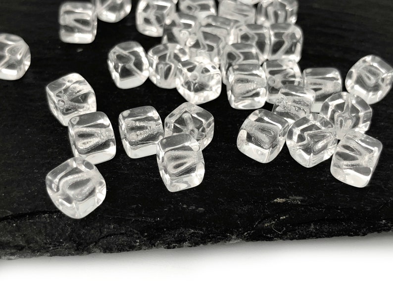 8mm Crystal Clear Cube Bead Transparent Pressed Square Bead Etsy