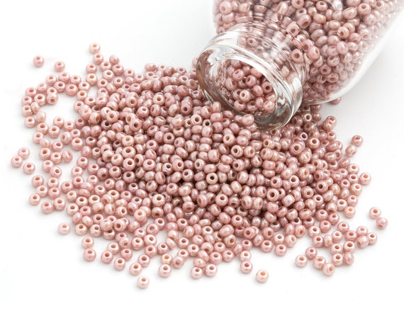 20g 10/0 Luster Dusty Pink Czech Seed Bead, Embroidery Bead