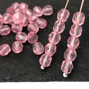A granel 50 cuentas rosa fucsia, cuentas pulidas al fuego checo de 5 mm, cuentas facetadas redondas, cuentas espaciadoras, cuentas boho, cuentas al por mayor, 1172G, FP2-8
