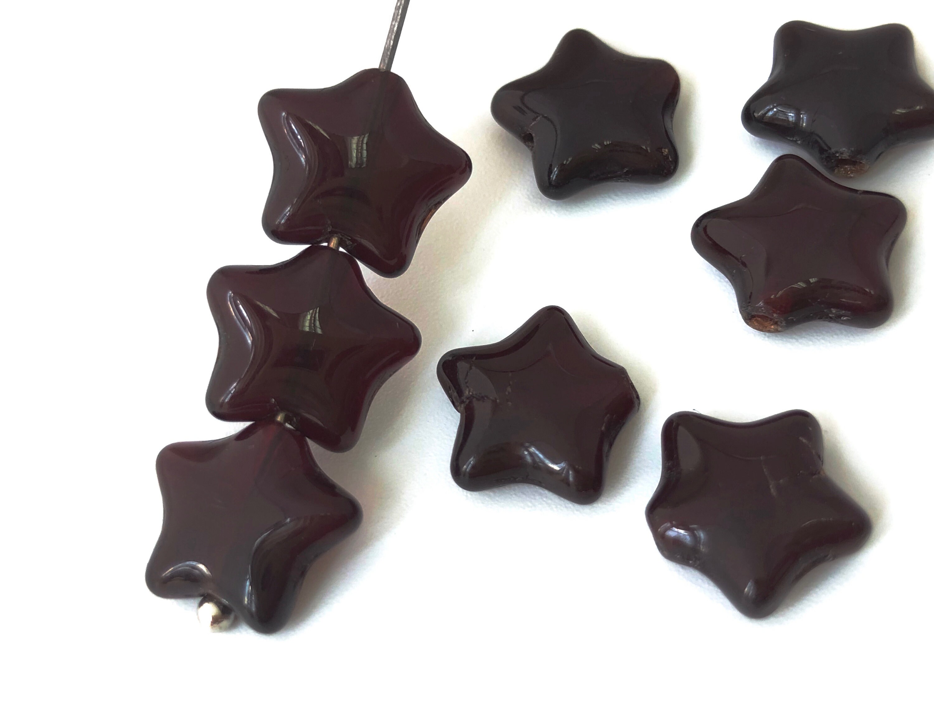 12mm Dark Red Star Bead Vintage Czech Glass Bead DIY Craft 15pc 