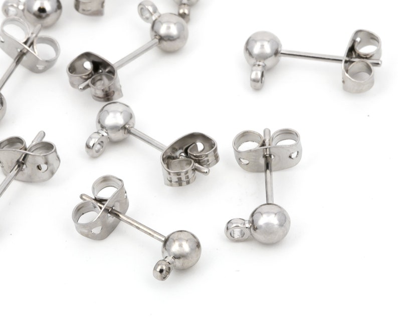 Ball Post Earring With Backs Ball Stud Earring With Loop Etsy