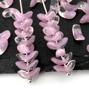 50 Clear Purple Moon Bead, Spacer Bead, Czech Pressed Glass, Geometric Bead, 4x9mm A0023D, AD3-7