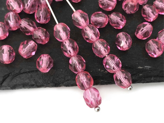 100 Perles Facettes De Bohème 4 Mm - Couleur Fuchsia Luster - Marque Preciosa - Neuf