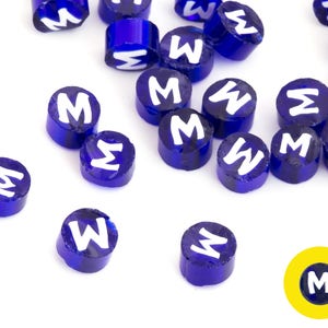 Murrini Millefiori Alfabeto M, Letra de Vidro, Azul Branco, COE104, Vidro Personalizado, Arte em Mosaico, Vidro Fundido, Cabochão Lampwork, Artesanato DIY