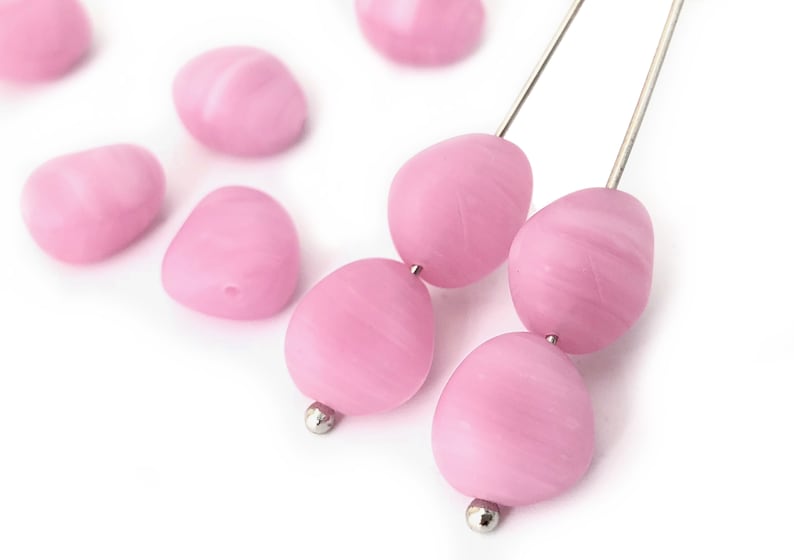 Craft Bead Spacer Bead 11mm 2237G Bohemian Bead DIY Bead Swirl Pink Glass Bead 20pc Wholesale Nugget Bead Czech Bead Pressed Bead