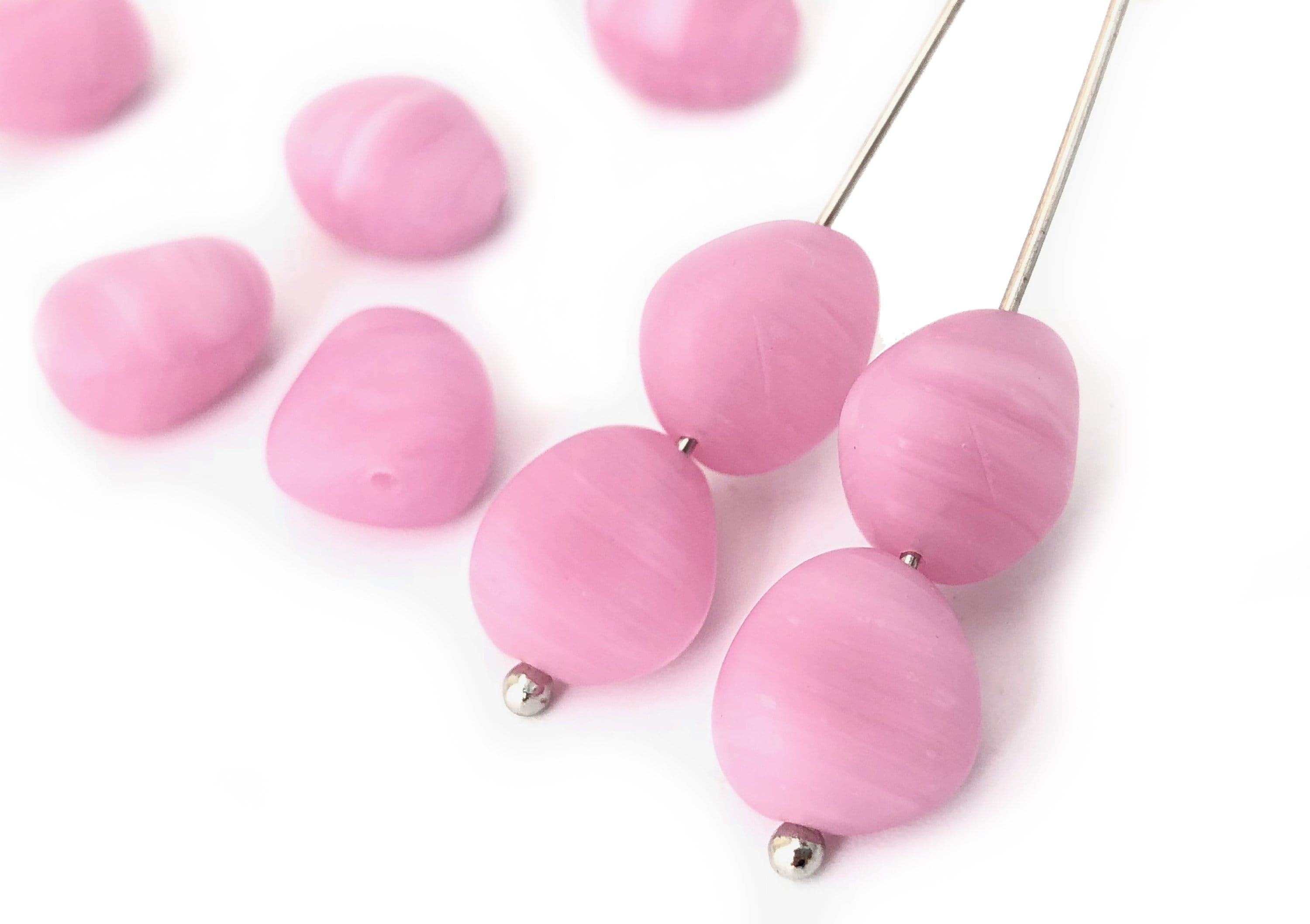 Craft Bead Spacer Bead 11mm 2237G Bohemian Bead DIY Bead Swirl Pink Glass Bead 20pc Wholesale Nugget Bead Czech Bead Pressed Bead