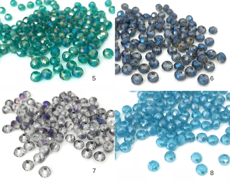 4mm Glass Rondelle Beads, Faceted Rondelle, Small Spacer Bead, Craft Beads, White Red Brown Black Green Gray Blue 21 Colors, 14" Inch, CH8-7 image 3