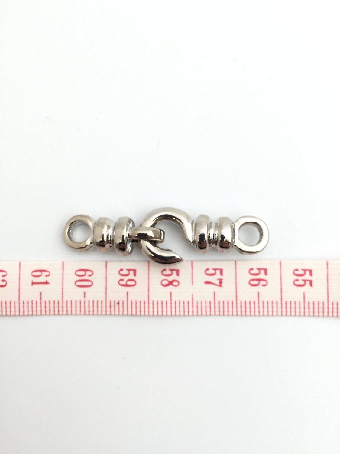 34x10mm Brass Hook & Eye Clasps, Silver Color, 4mm Hole, Jewelry Clasps,  Metal Closure, Bracelet and Necklace Making Supply, Jewelry Finding