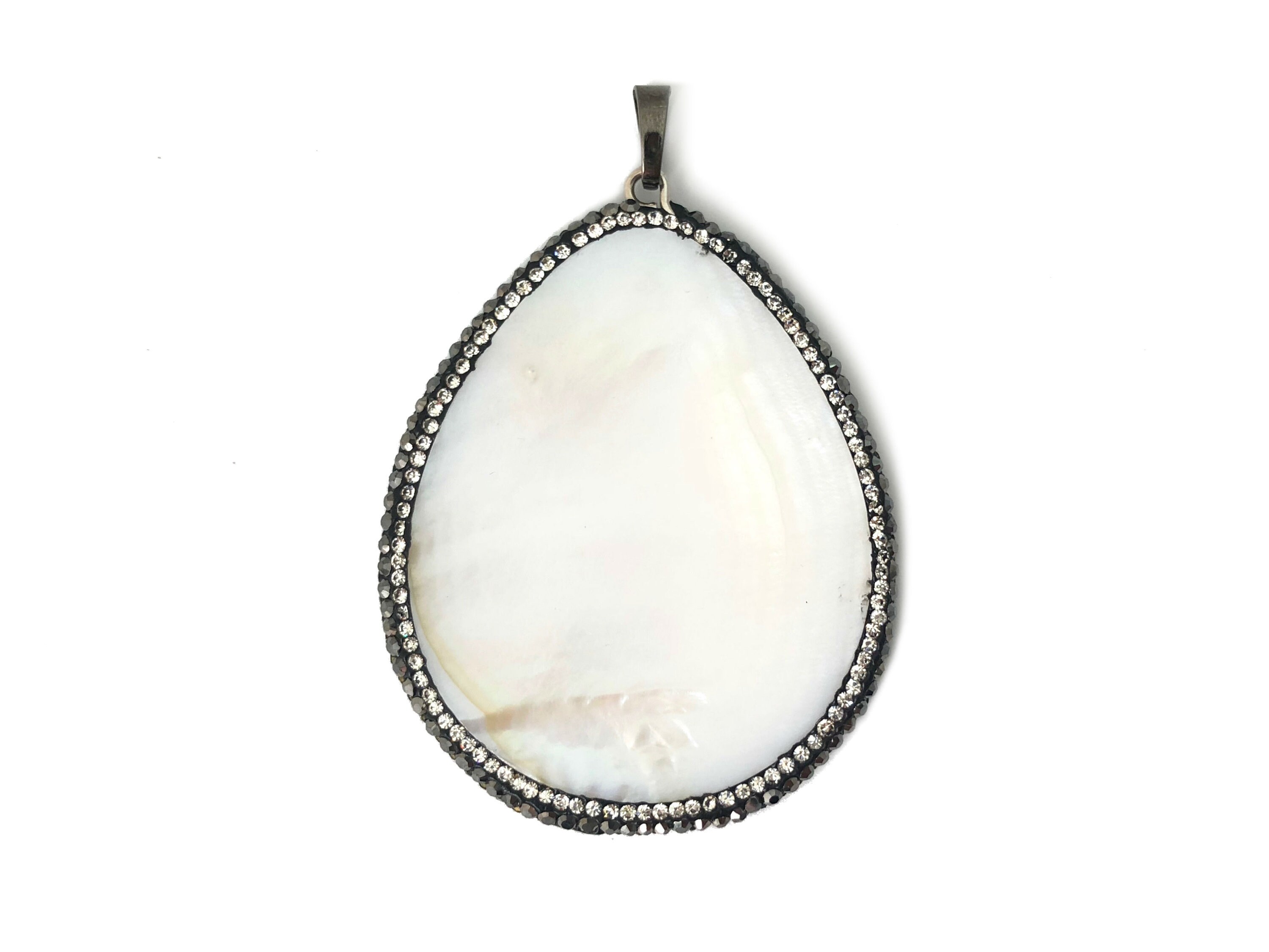 MOP Pendant Shell Pendant Rhinestone Pendant Large Necklace Etsy