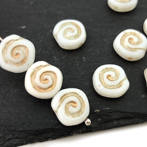 Disco Jelly Roll in vetro ceco da 11 mm, inserto in oro bianco, perlina rotonda a spirale, 15 pezzi, 4357P CP8-3