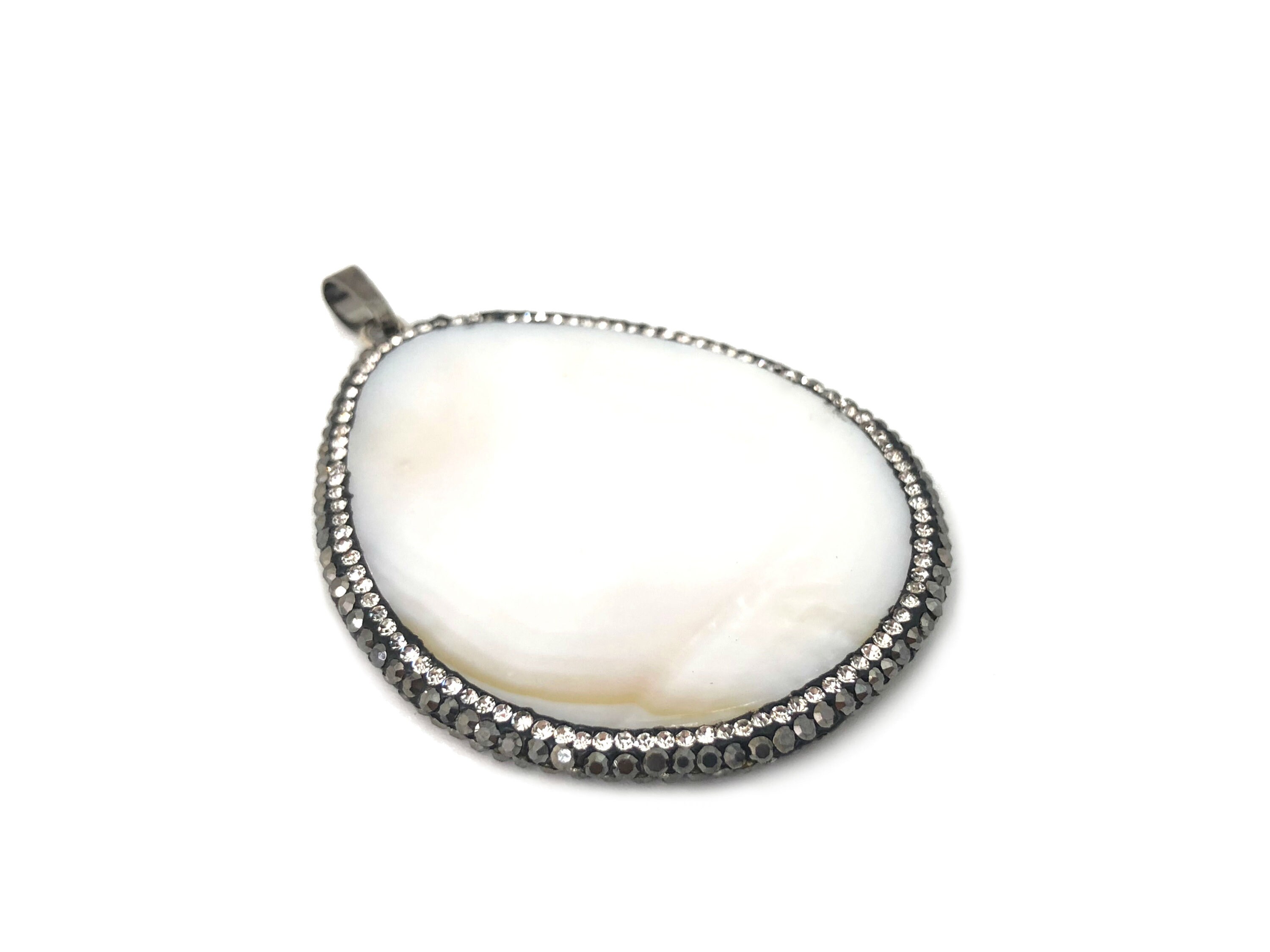 MOP Pendant Shell Pendant Rhinestone Pendant Large Necklace Etsy