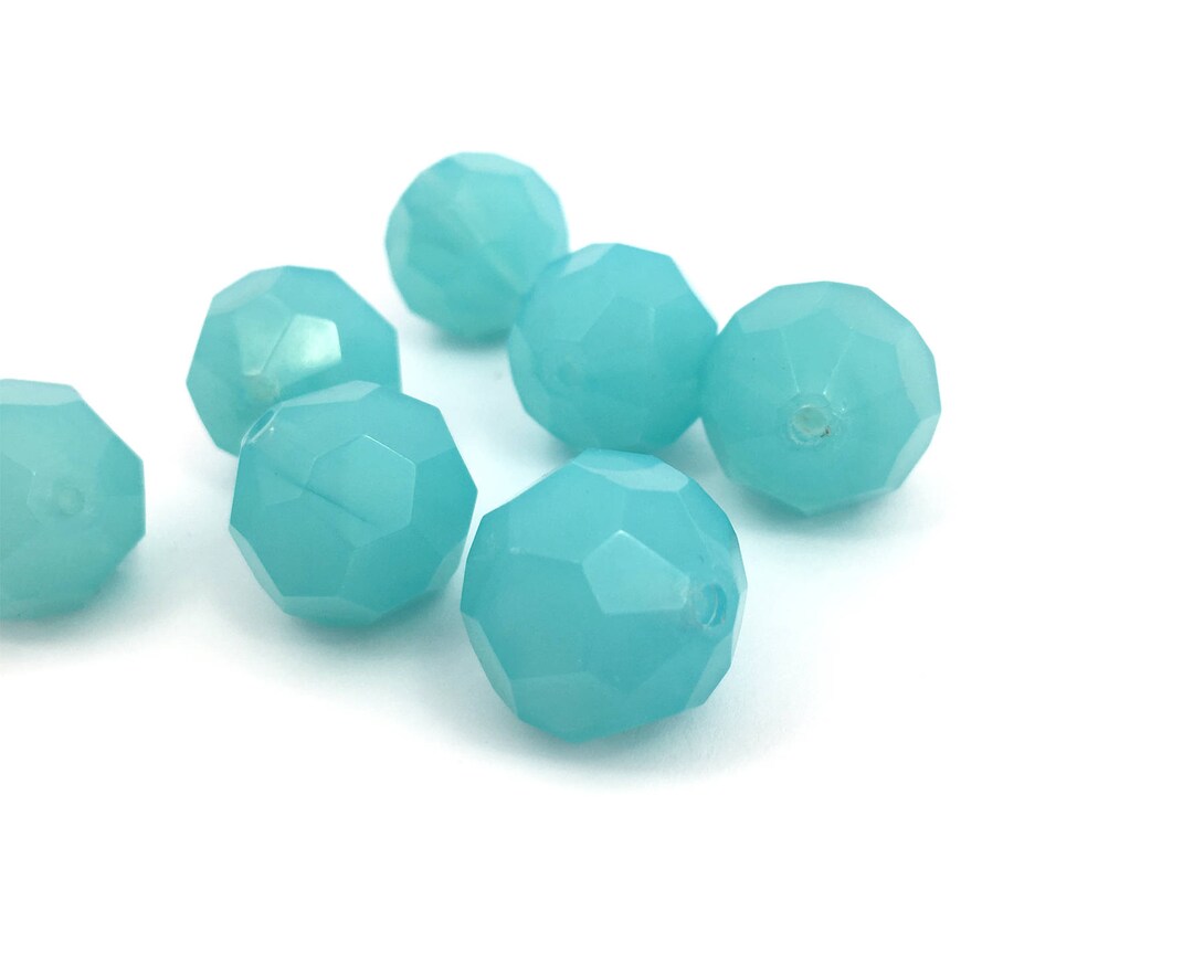 4 Large Beads, 18mm Vintage Round Faceted Glass Beads, Chunky Bead, Big